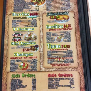 the menu