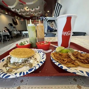 Gordita and tacos tinga