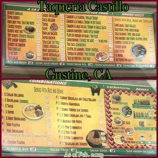 Current menu as of February 2019