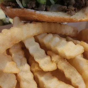 Asada torta and fries