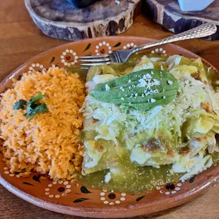 Enchilada plate (the beans came out separately)