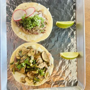 Head and mushroom tacos.