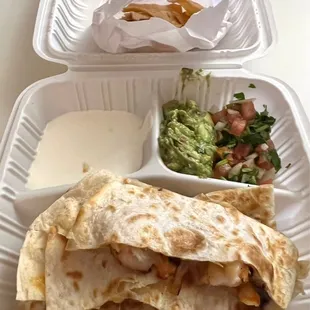 Garlic Shrimp and Onion Quesadilla