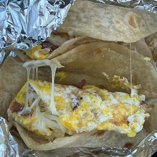 Bacon egg and cheese tacos.