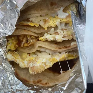 Potato egg and cheese tacos.