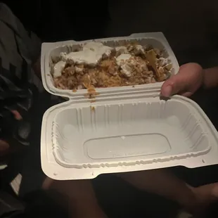 Had to eat in the car because he packed our food to go