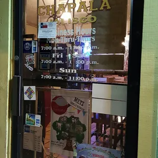 Hours for the restaurant