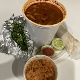 Menudo and Mexican rice delivered