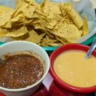 Chips, salsa and queso