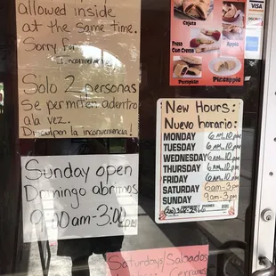 Hours &amp; rules during COVID19