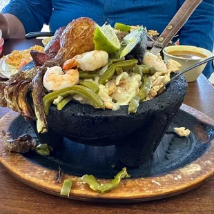 Molcajete at Taqueria Chalapa.  So yummy!