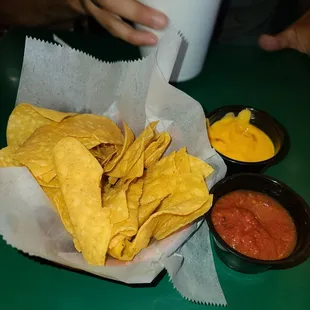 Free chips, salsa, and cheese