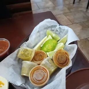 Hot sauce and limes