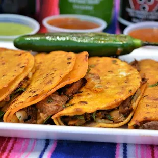 a plate of quesadillas