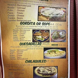 a menu for a mexican restaurant