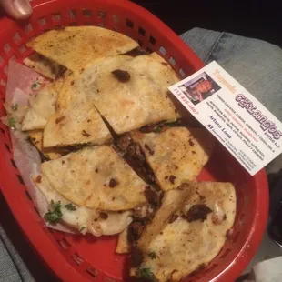 Gringas ...almost like quesadillas but be aware this has jalapeños in it &amp; they are very spicy!