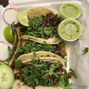 Tacos asada and pastor