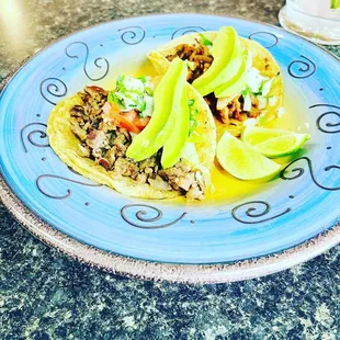 Steak N Pastor Taco W/Avocado.