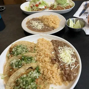 Chicken Tacos with Rice and Beans