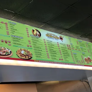 the menu of the restaurant