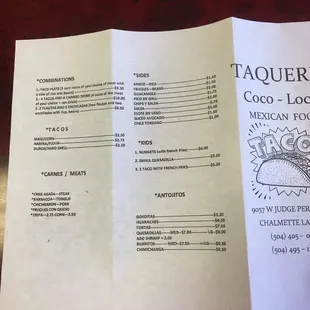 menu