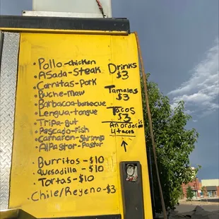 Menu and prices