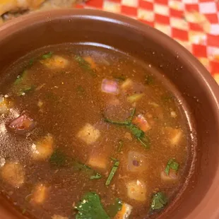 The dipping made with goat meat