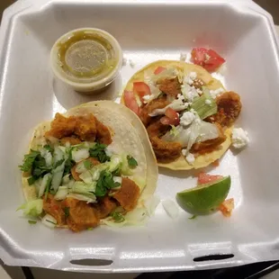 Chicharrone tostada. Chicharrone taco.