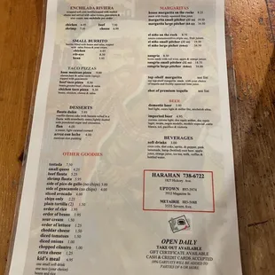 menu