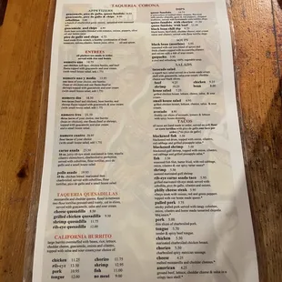 menu