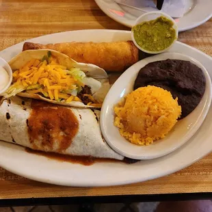 Numero Uno: Taco. Burrito &amp; Flauta with Guacamole &amp; Sour Cream