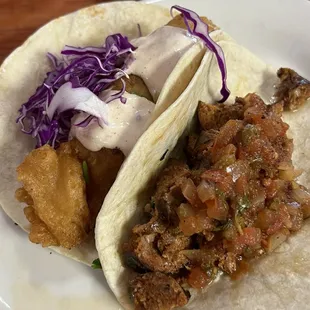 Fish taco &amp; chorizo taco