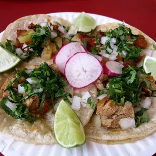 al pastor and pollo tacos