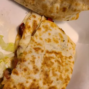 two quesadillas on a plate