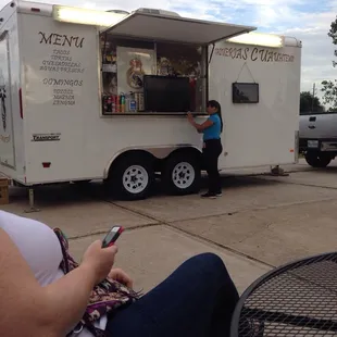 Food truck with outside seating. Trying it for the first time