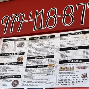 Updated menu: August 2022