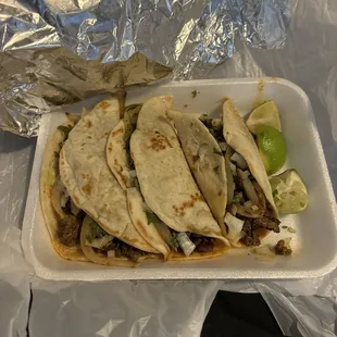 Beef fajita flour tacos