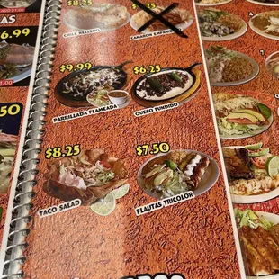 a menu for taqueria