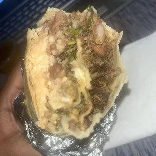 There's white rice instead of the type of rice they usually have in the Burrito