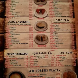 a menu for a mexican restaurant