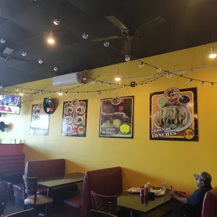 Inside booths.