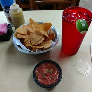 Salsa and chips! Pretty good flavor!