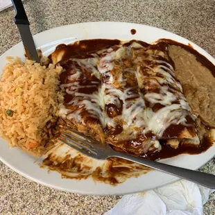 Enchiladas en Mole Poblano for $8.99 +tax. Good deal. They brought the food out pretty quickly too.