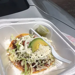 Excellent spicy pork tostada