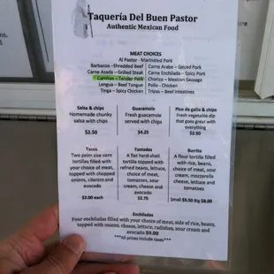 Menu side 1