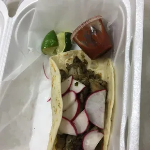 The radishes and salsa really add to the flavor.