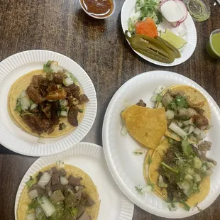 lengua tacos, stomach (taco de buche) and intestine tacos. Not sure what it's called on the menu but I just asked for them in English