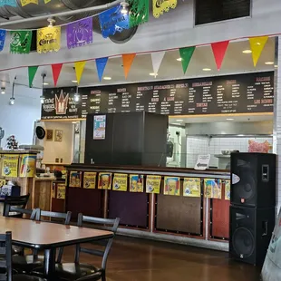 Counter with menu behind