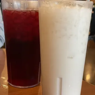 Left: Jamaica Hibiscus Drink Right: Horchata