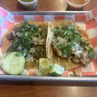 Steak and chicken taco